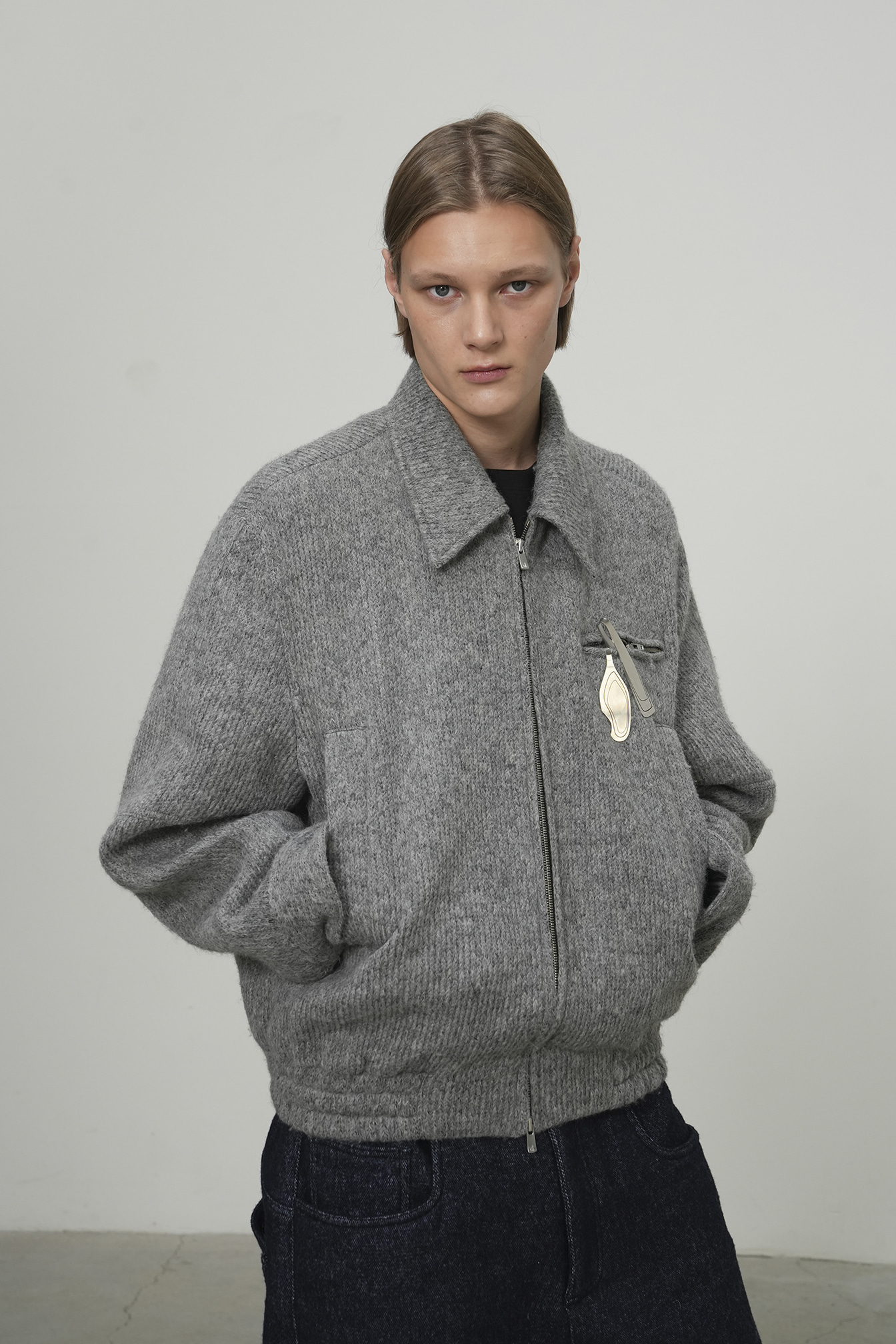 Lip Welt Drizzler Jacket _ Knitted Grey